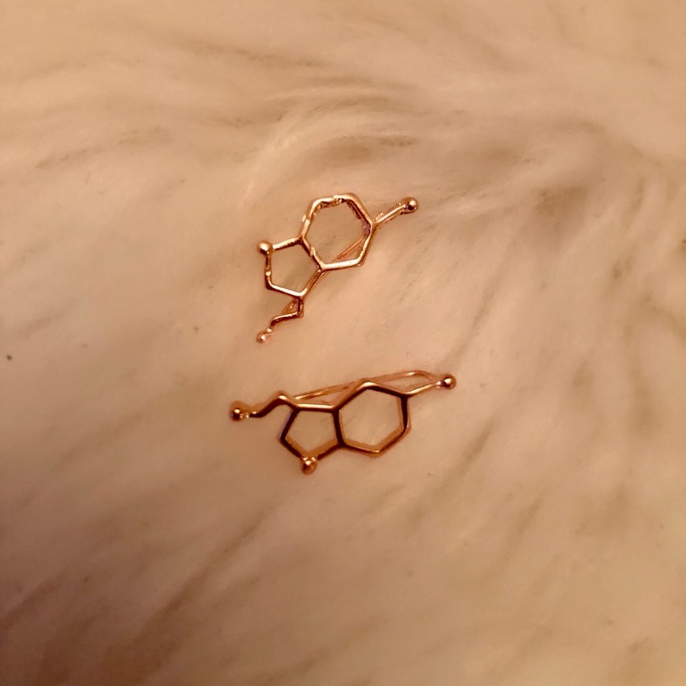Serotonin Molecule Ear Climbers - Picture 4 of 6